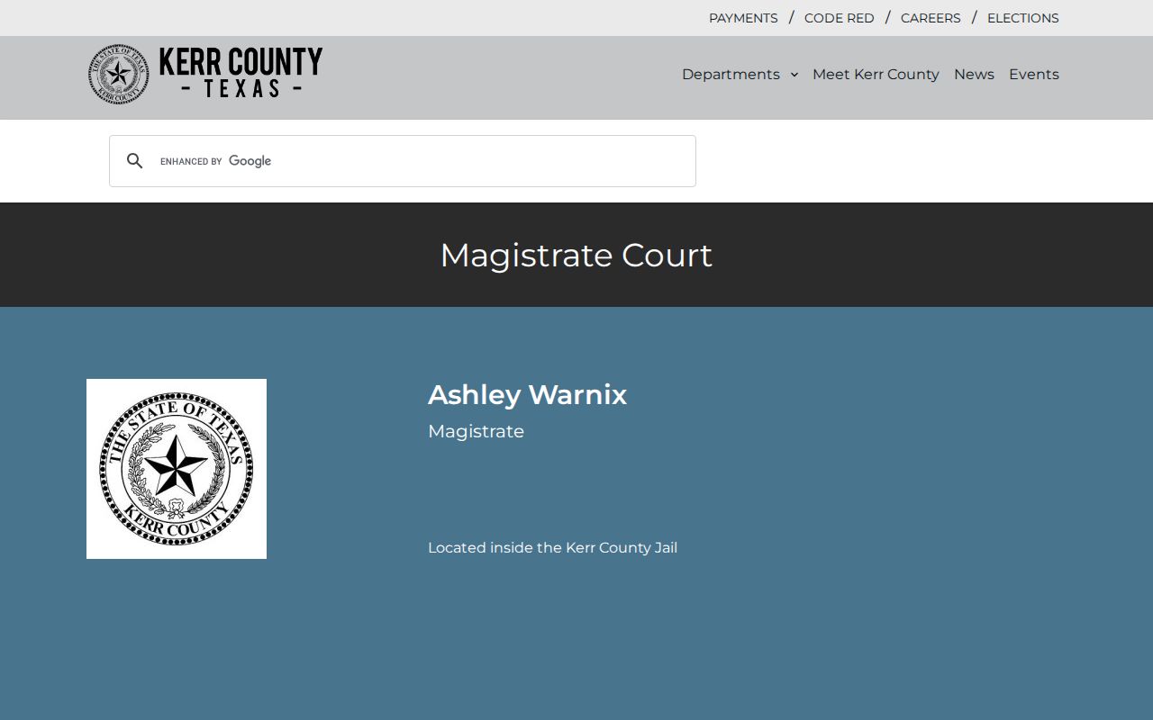 Kerr County criminal court case magistration record source