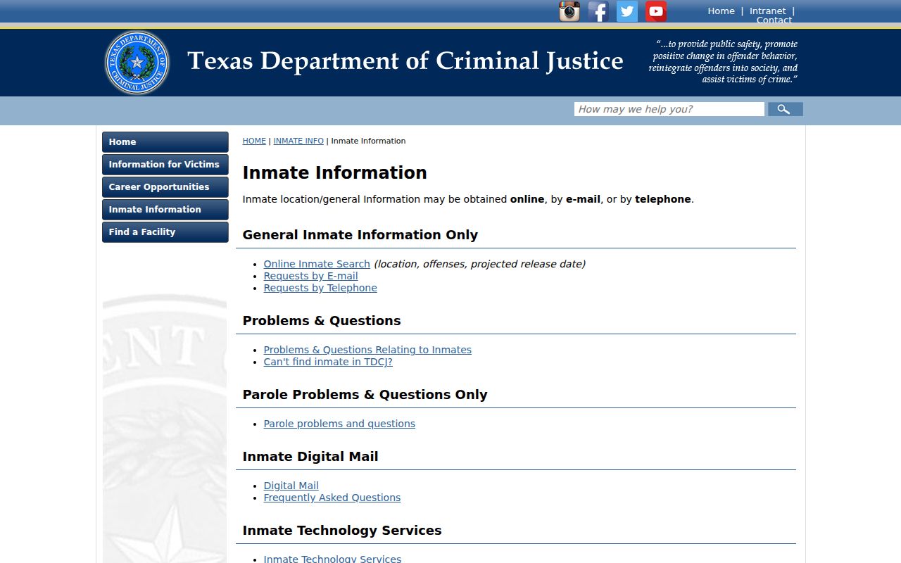 Kerr County criminal history TDCJ offender information