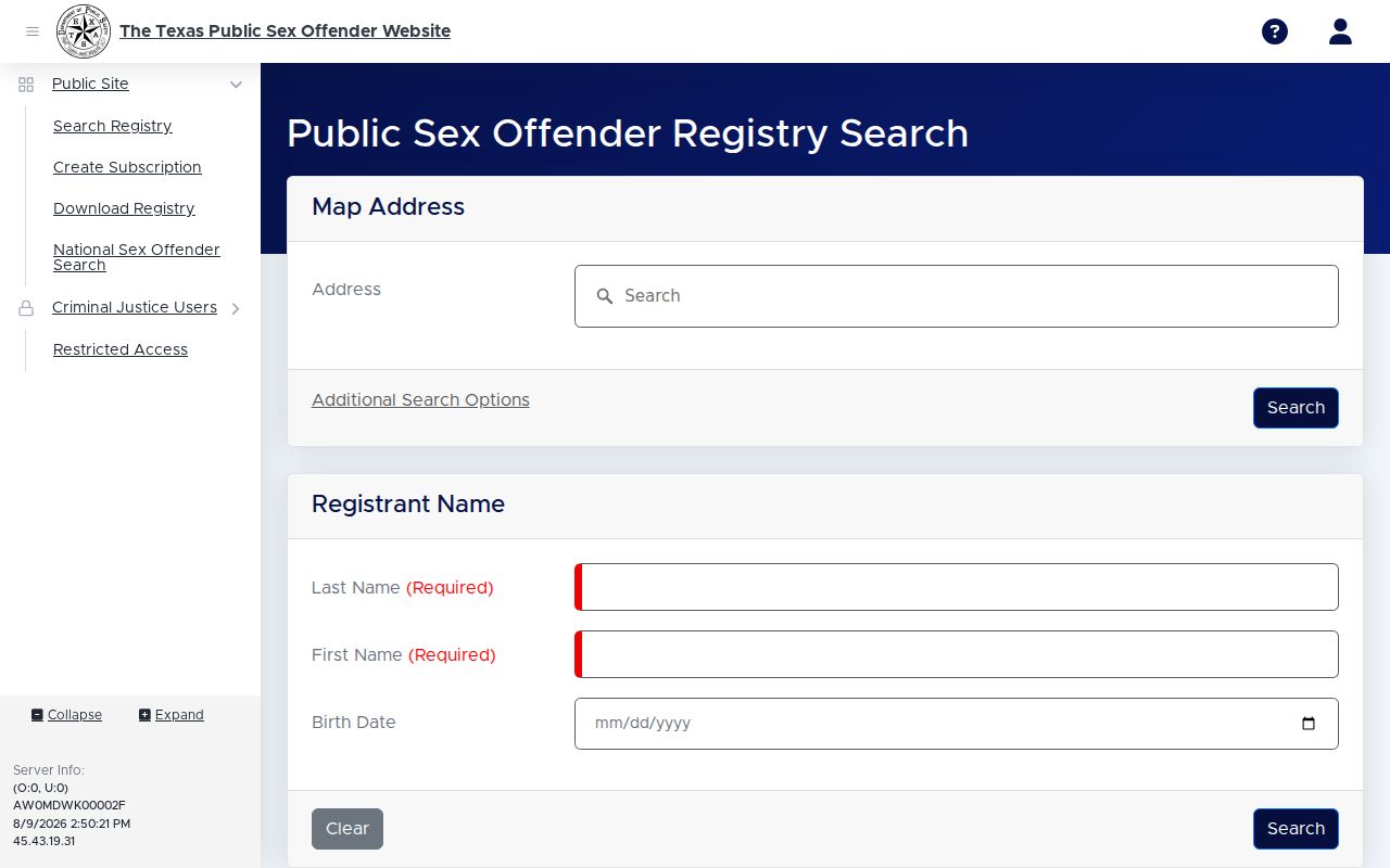 Kerr County criminal records Texas sex offender registry