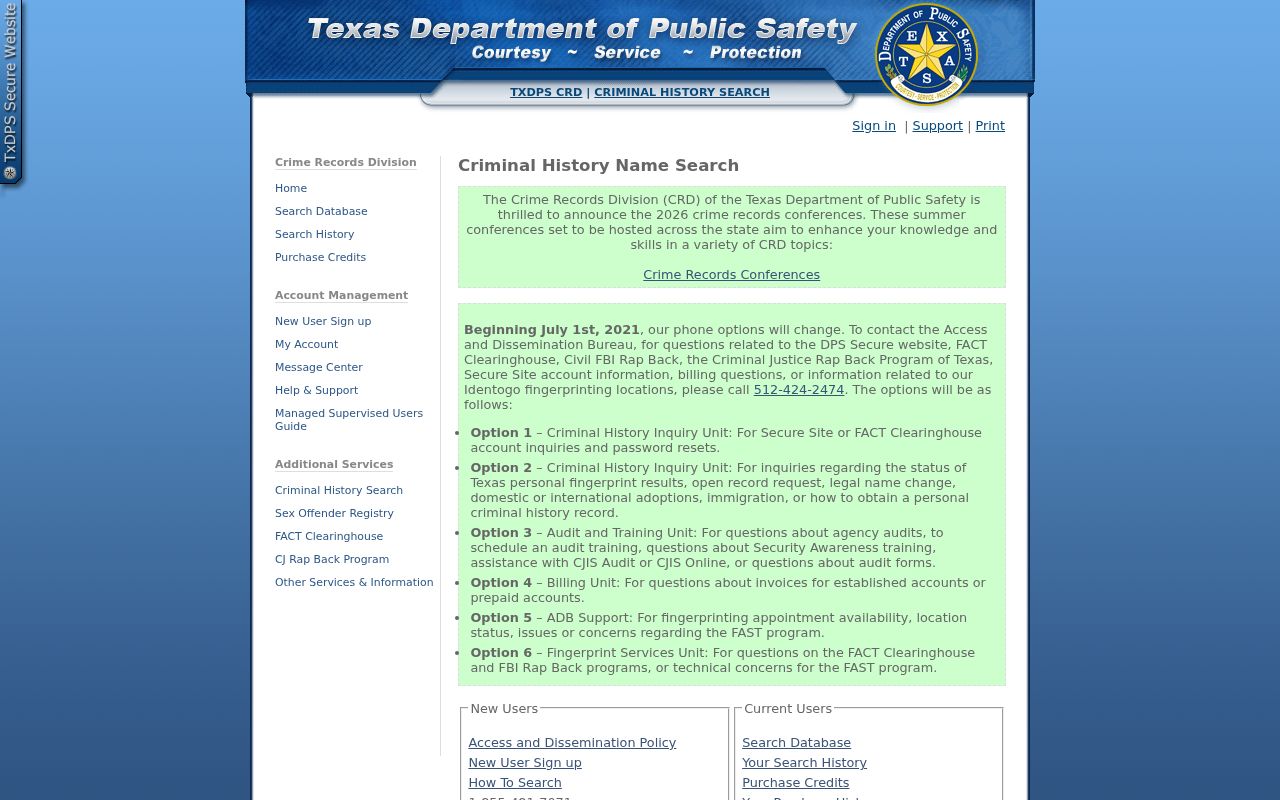 Kerr County criminal history Texas DPS name search